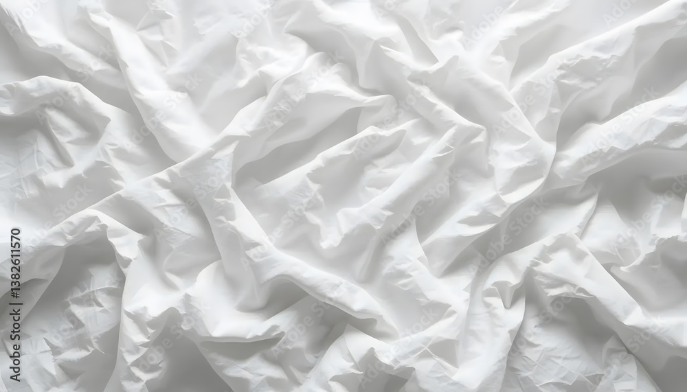 Fototapeta premium Crumpled white bedsheet fabric with an abstract texture.