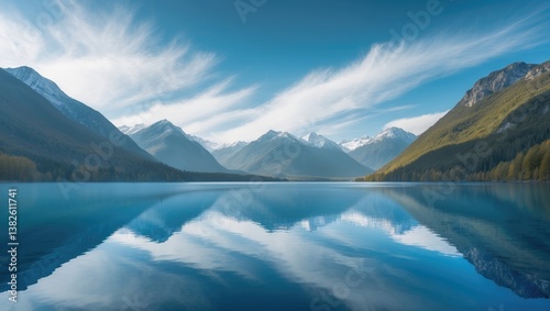 Majestic Fiordland landscape with serene waters reflecting surrounding mountains and sky.