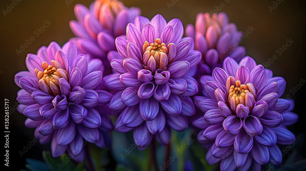 Obraz premium Close-up of a group of purple flowers