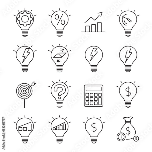 Innovative Ideas and Financial Growth A Minimalist Icon Set