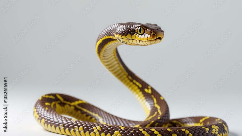 Fototapeta premium rat snake defensive posture displayed against a white backdrop