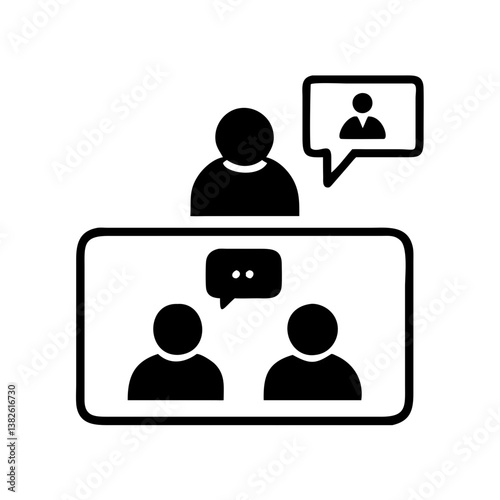 Virtual Conference Call Icon Representing Remote Communication  
