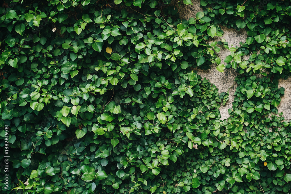 Ivy Vines Growing on Wall with Fresh Green Leaves Abundantly Covering Ivy Vines Growing on Wall with Fresh Green Leaves Abundantly Covering