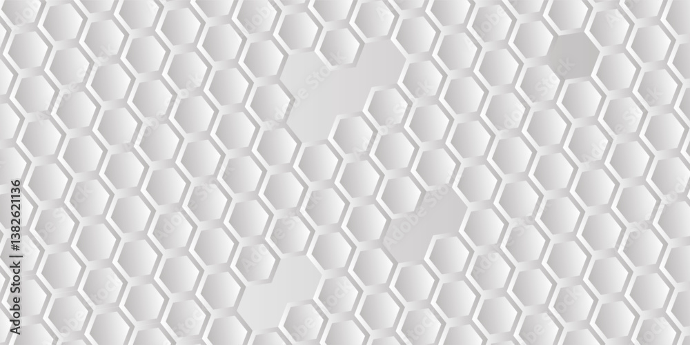 Fototapeta premium 3D Futuristic honeycomb mosaic white background. Realistic geometric mesh cells texture. Abstract white vector wallpaper with hexagon grid. eps 10