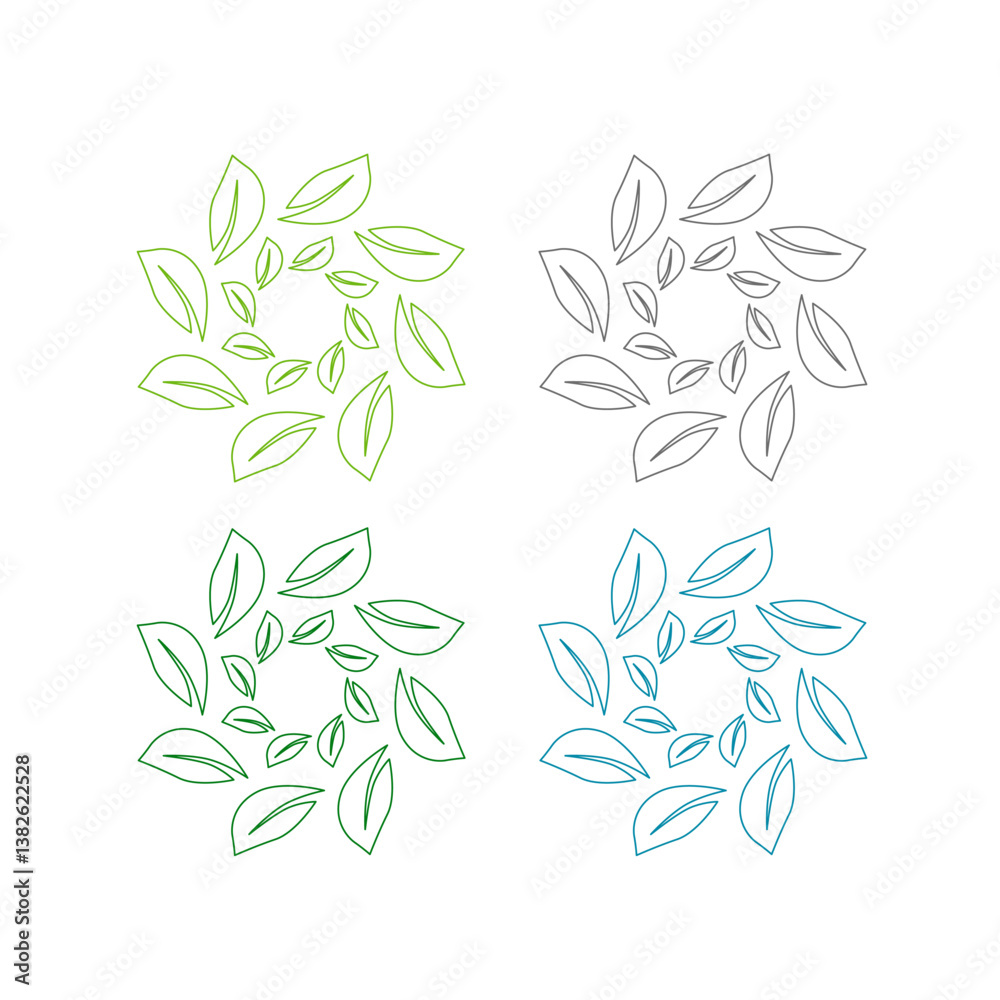Natural Green Leaves Sign Symbol Logo Vector isolated on White