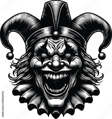 Clown vector black silhouette cricut design for T-Shirt