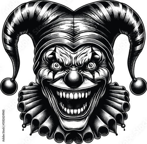 Clown vector black silhouette cricut design for T-Shirt