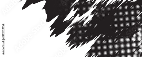 Abstract black and white background with spikes and zigzag line pattern art