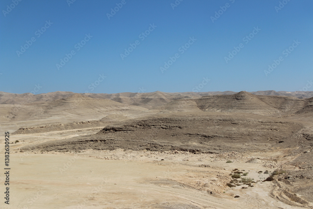 Desert scenery on the road trip from Hurghada to Cairo, Egypt Desert scenery on the road trip from Hurghada to Cairo, Egypt