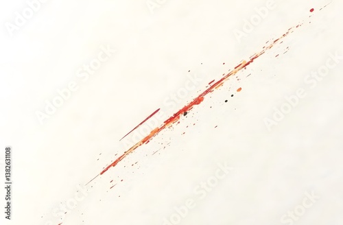 A wave of a yellow and white oil brush. The abstract shape of the nail polish splatter. A long line standing out in glossy oil paint on a white background.