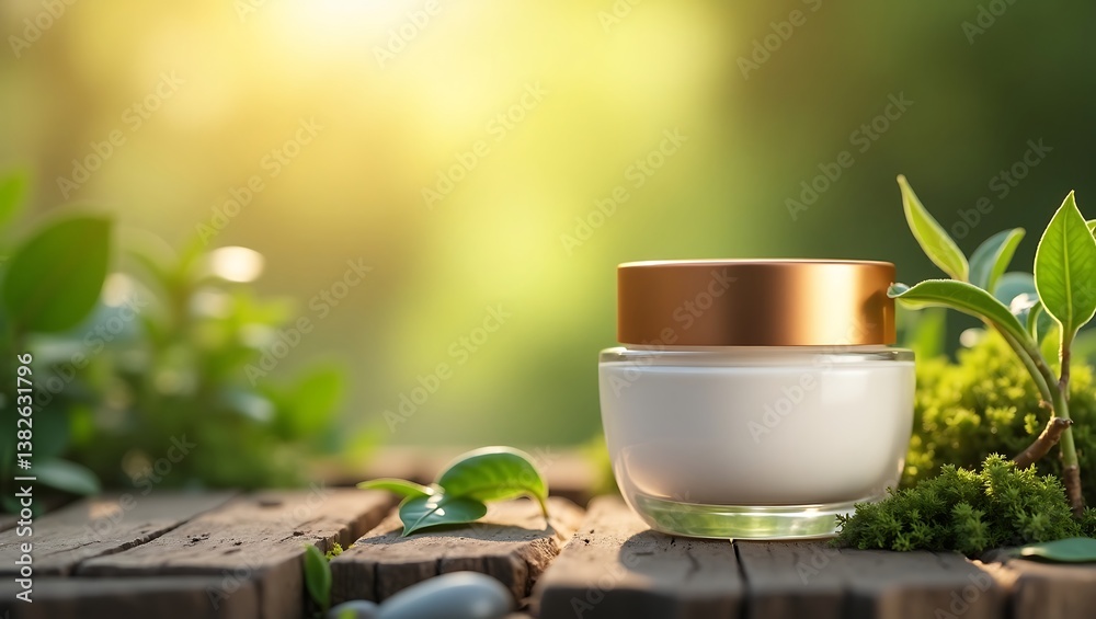 Cosmetic Cream Jar Mockup in Natural Setting – Skincare Product Display with Organic Aesthetic Cosmetic Cream Jar Mockup in Natural Setting – Skincare Product Display with Organic Aesthetic