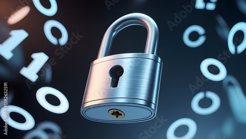 Cybersecurity Padlock: Digital Security, Data Protection, 3D Concept