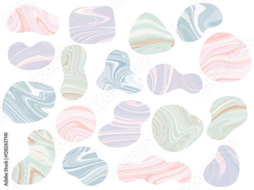 カラフルなマーブル模様の抽象的なフレーム素材セット