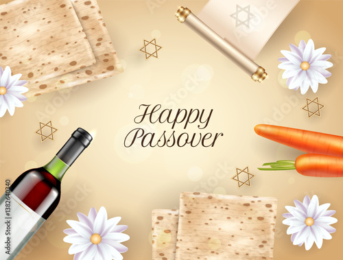 Happy Passover Beige Background