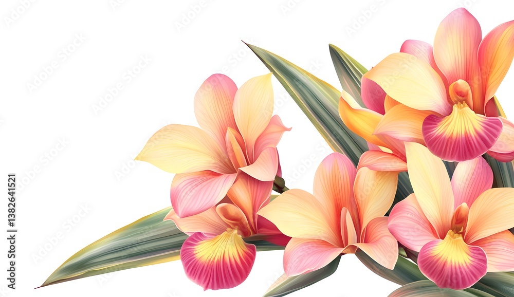 Fototapeta premium Delicate orchid blossoms with vibrant colors