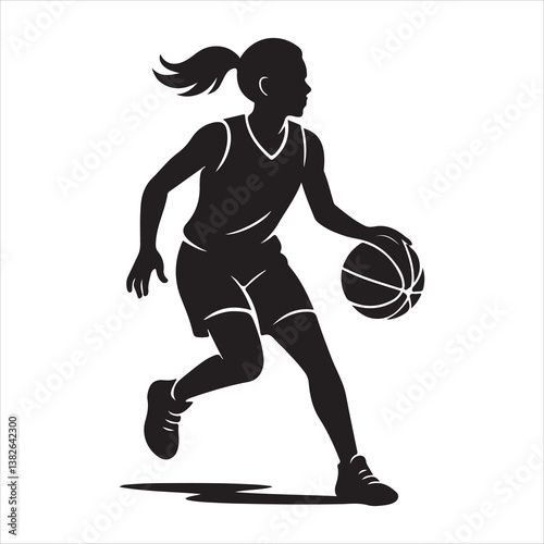 Female Basketball Player Silhouette in Action