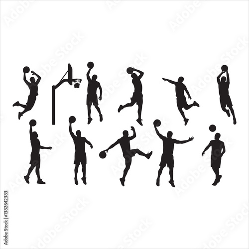 boy Basketball Player Silhouette in Action bundle