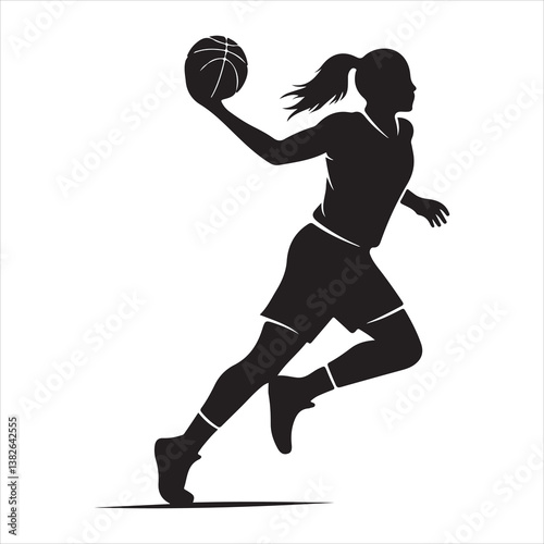 Female Basketball Player Silhouette in Action