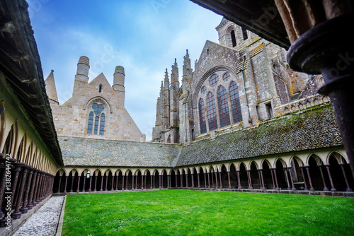 Stunning architectural details of a historic abbey courtyard