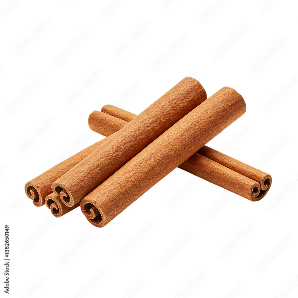 Aromatic cinnamon sticks stacked together, isolated on white background, staple spice for cooking. Rich aroma enhances baking, drinks, fragrant spice adds warmth, classic aromatic flavour profile. Aromatic cinnamon sticks stacked together, isolated on white background, staple spice for cooking. Rich aroma enhances baking, drinks, fragrant spice adds warmth, classic aromatic flavour profile.