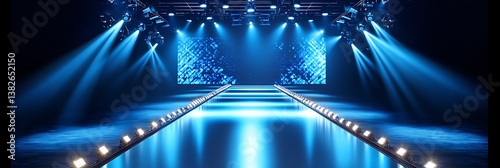 A Stylish Fashion Runway Featuring a Fully Equipped Stage for a Show photo