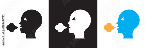 Breath  icon. Vector  for websites, mobile interfaces, presentations,  banner, visual branding etc. Vector illustration. isolated on white and black background. EPS 10