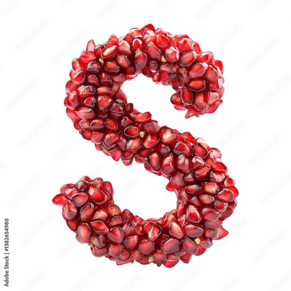 Transparent or PNG Image of 3D Rendering of a alphabet S Made From Pomegranate Seeds Transparent or PNG Image of 3D Rendering of a alphabet S Made From Pomegranate Seeds