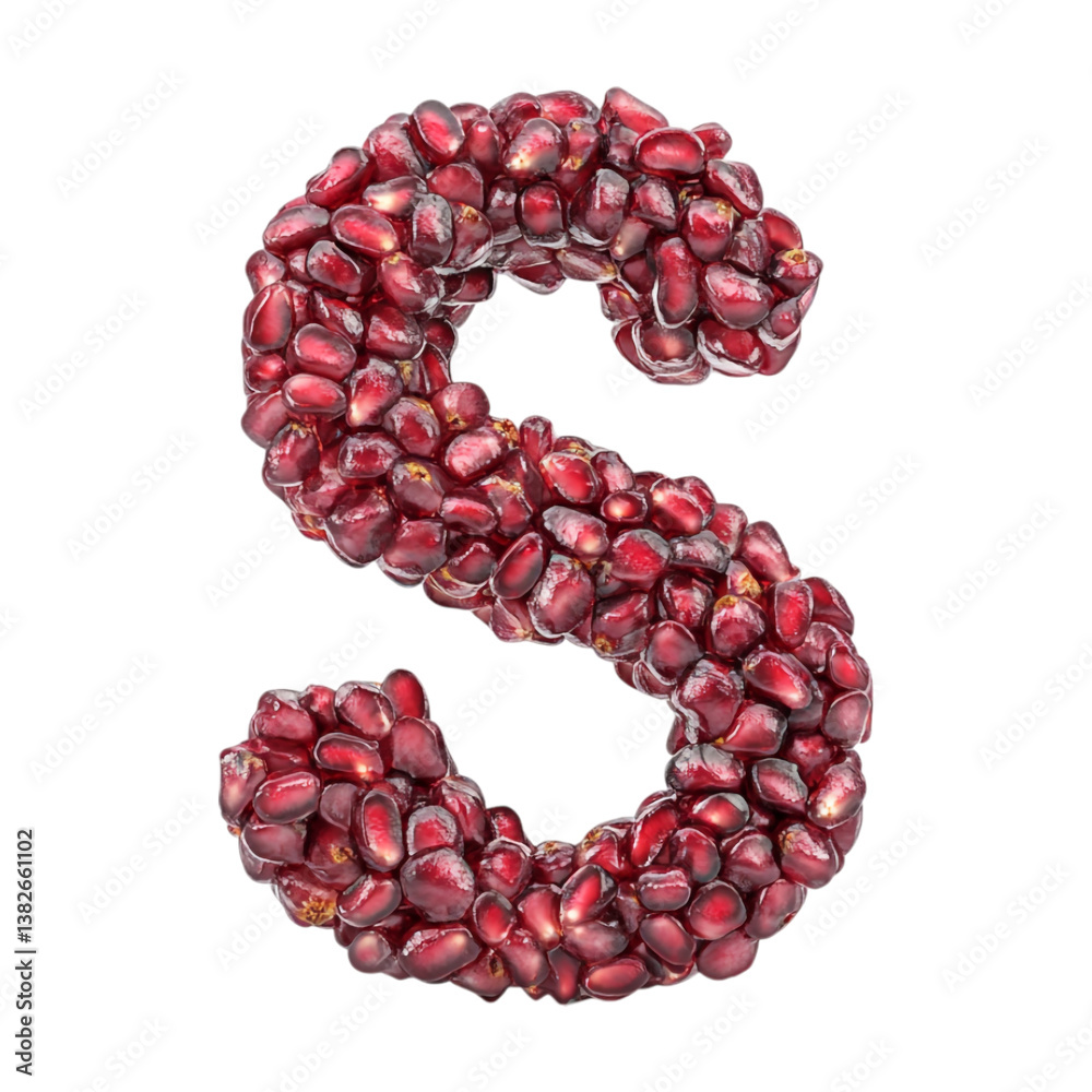 Transparent or PNG Image of 3D Rendering of a alphabet S Made From Pomegranate Seeds Transparent or PNG Image of 3D Rendering of a alphabet S Made From Pomegranate Seeds