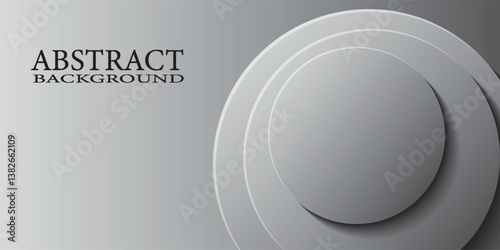 grey abstract background. Dynamic shapes with 3d circle yellow papercut layer