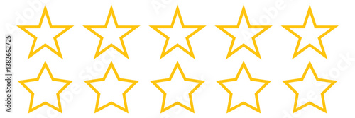 Ten stars black and golden customer product rating review flat icon for apps and websites  of vector illustration