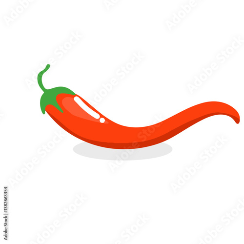 Simple design red chili flat design. Chili pepper, cartoon chili. Red hot chili pepper.  vector for packaging, snacks, design.

