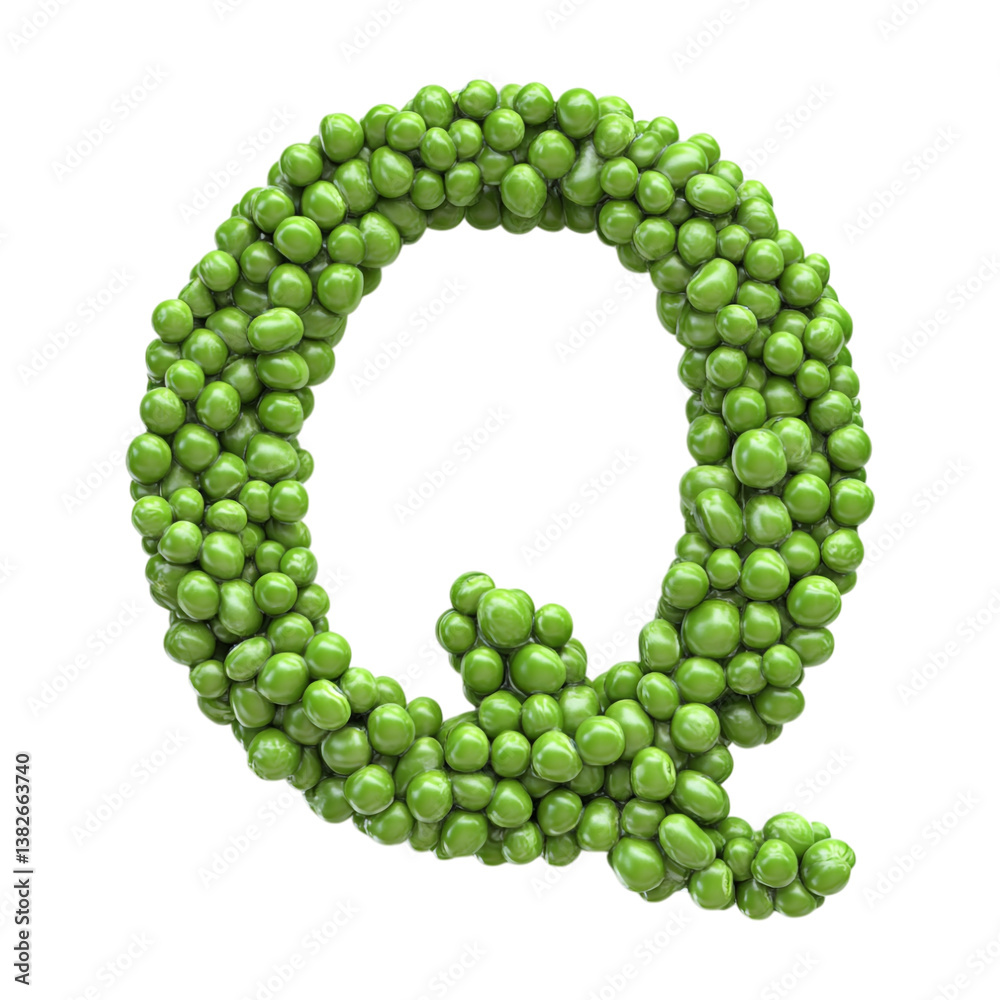 Transparent or PNG Image of 3D Rendering of a alphabet Q Made From Green Peas Transparent or PNG Image of 3D Rendering of a alphabet Q Made From Green Peas