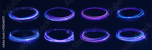 Technology radiance wave bright glow particle dust outer space mysterious circular loop dynamic rotation magic beam fantasy modern high technology celestial shine flow design digital artwork