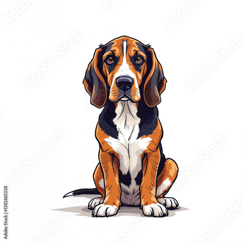 Adorable Cartoon Bloodhound Puppy Vector Illustration