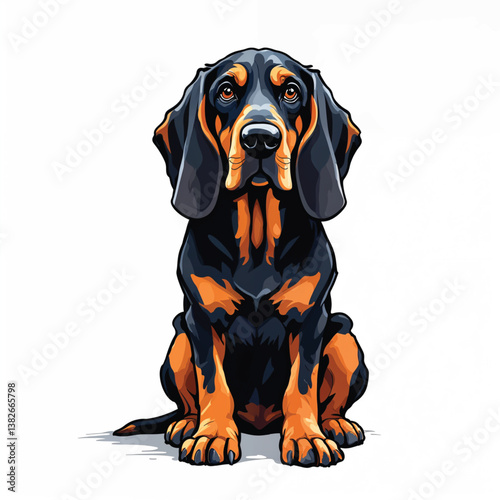 Adorable Cartoon Bloodhound Puppy Vector Illustration