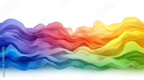 Colorful flowing abstract cloth displayed against a white background beautifully