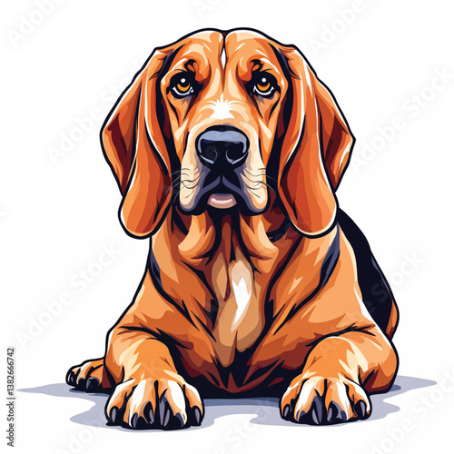 Adorable Cartoon Bloodhound Puppy Vector Illustration