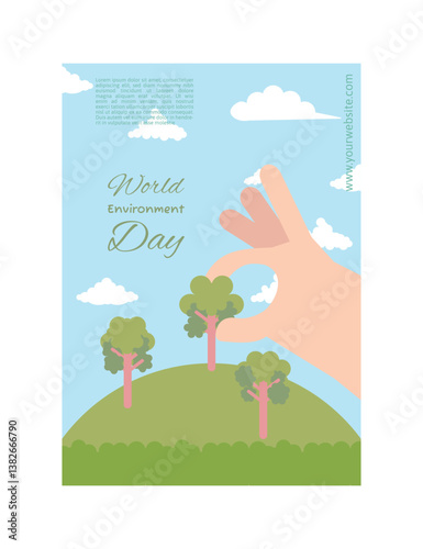 World Environment Day with Soft Pastel Color Poster in a Clean Flat Style