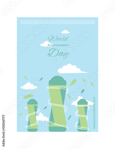 World Environment Day with Soft Pastel Color Poster in a Clean Flat Style