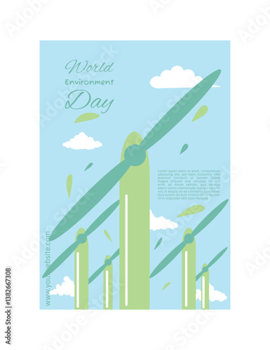 World Environment Day with Soft Pastel Color Poster in a Clean Flat Style