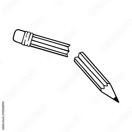 broken pencil line art vector illustration