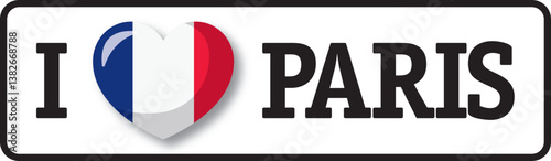 French flag heart representing love for France and its capital city, Paris