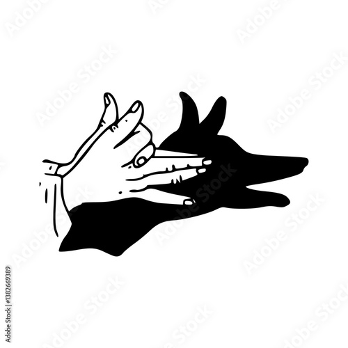 hand shadow dog vector for fun design