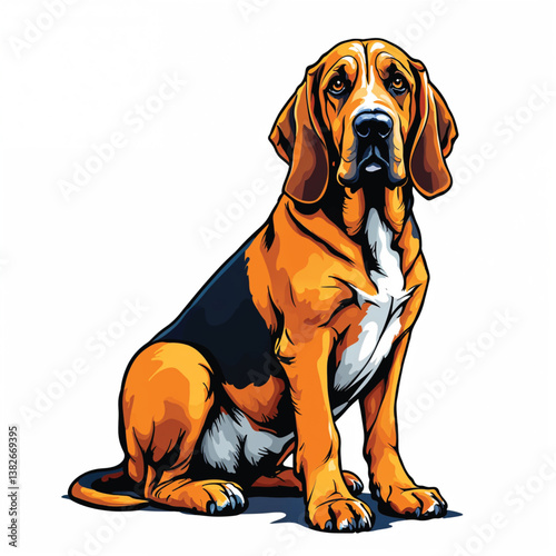 Adorable Cartoon Bloodhound Puppy Vector Illustration