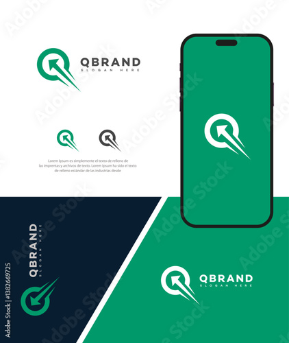 Q Letter Logo Design Mobile App, Arrow, Growth, Success, Target