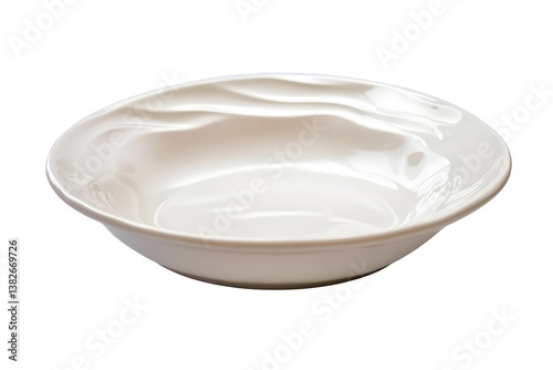 Empty white bowl with wavy design photo