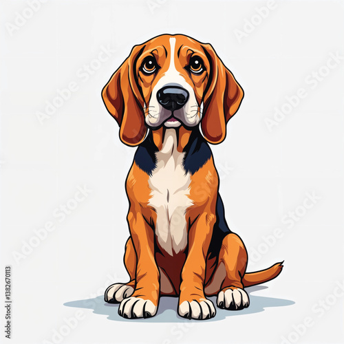 Adorable Cartoon Bloodhound Puppy Vector Illustration