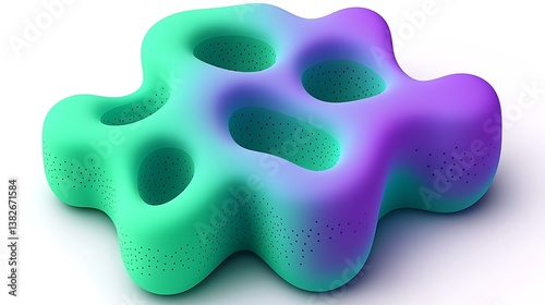A Colorful Organic Abstract Structure with Holes and Gradual Tones
