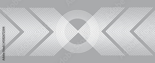 gray abstract background with glowing arrow lines. Modern shiny white geometric lines design. Technology futuristic concept. Horizontal banner template. Suit for cover, header, poster, banner, web