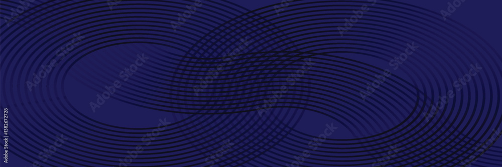 Naklejka premium Modern dark blue abstract horizontal banner background with glowing geometric lines.Suitable for covers, brochures, presentations, flyers. vector.